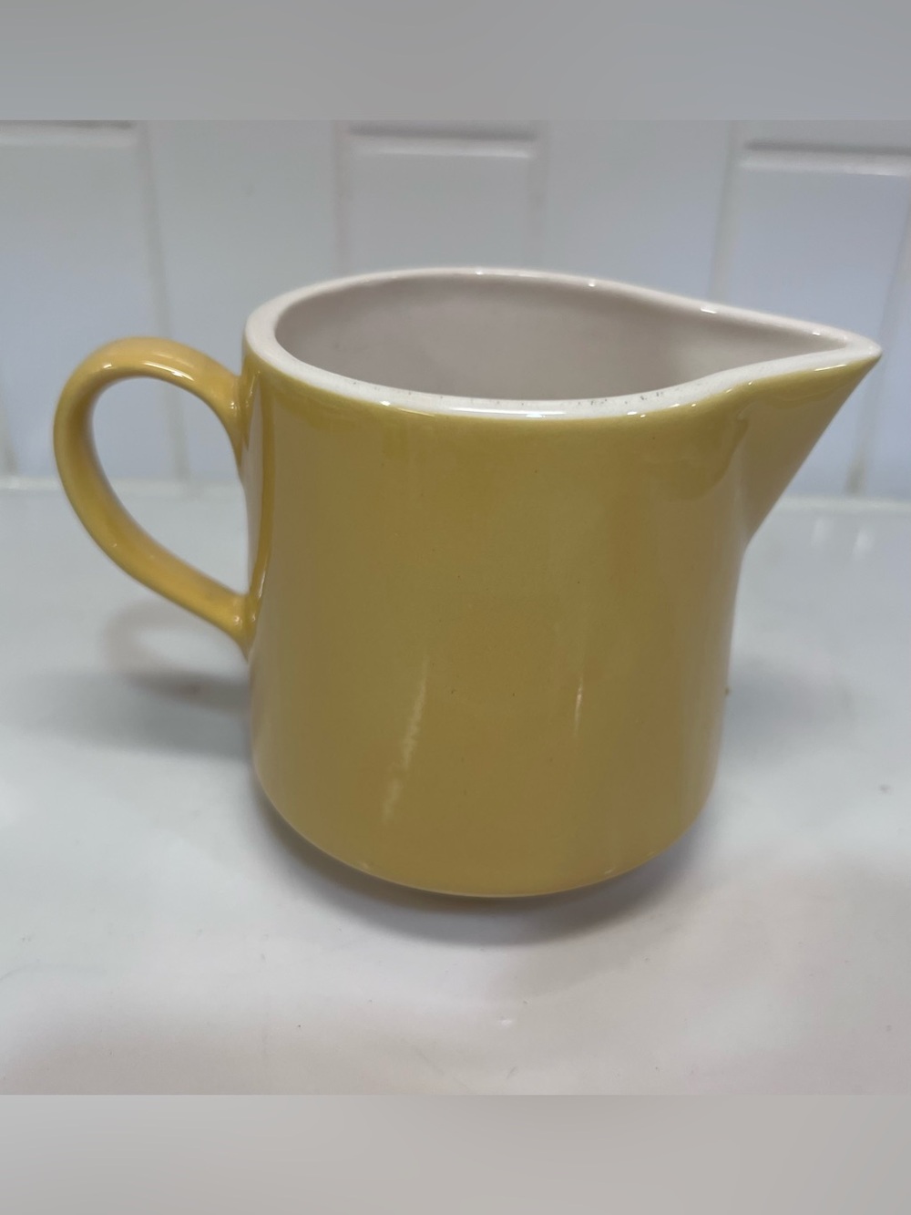 Vintage MCM Yellow Ceramic Creamer Pitcher Yelloware
